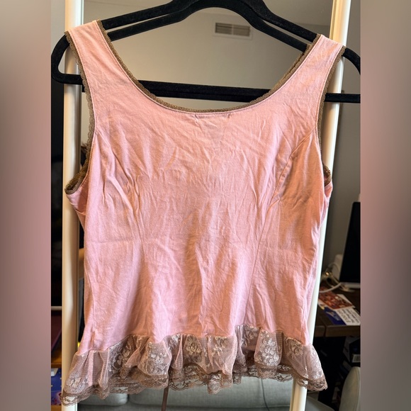 New York & Company Y2K Pink Floral Lace Blouse - Picture 2 of 5